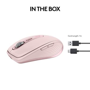 Logitech MX Anywhere 3S Compact Wireless Mouse, Fast Scrolling, 8K DPI Any-Surface Tracking, Quiet Clicks, Programmable Buttons, USB C, Bluetooth, Windows PC, Linux, Chrome, Mac - Rose - Image 11