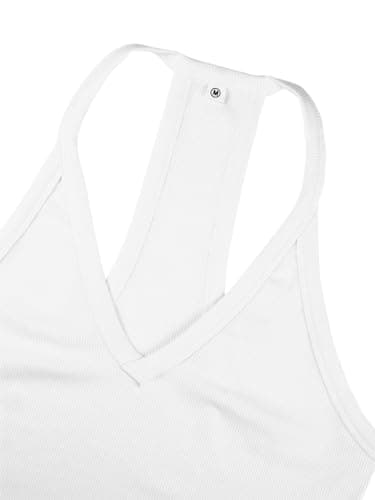 iGENJUN Women Workout Tops for Women Racerback Tank Tops 2025 Yoga Gym Ribbed Sleeveless Shirts Clothes,L,White - Image 4