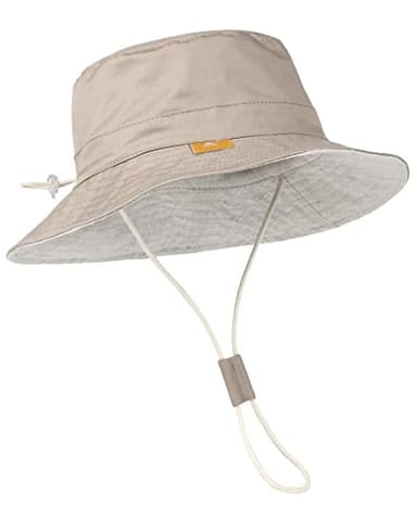 Baby Sun Hat for Boy Girl Toddler Summer Bucket Hat Kids Sun Protection Beach Hat Cotton Baby Hats Light Khaki - Image 1