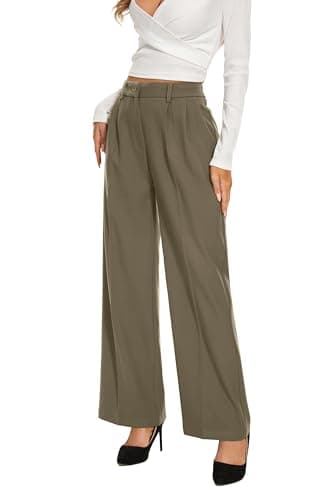 FUNYYZO Women's Wide Leg Pants High Elastic Waisted in The Back Business Work Trousers Long Straight Suit Pants - Image 5