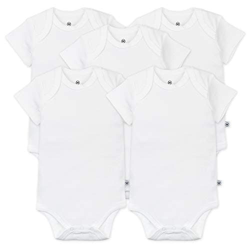 HonestBaby Baby Girls Organic Cotton Short Sleeve Bodysuits Multipack And Toddler T-Shirt Set, 5-pack Bright White, 3-6 Months US - Image 1