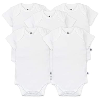 HonestBaby Baby Girls Organic Cotton Short Sleeve Bodysuits Multipack And Toddler T-Shirt Set, 5-pack Bright White, 3-6 Months US - Image 1