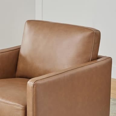 CHITA Genuine Leather Swivel Accent Chair, FSC Certified Mid Century Modern Arm Chair for Living Room and Bedroom, Fully Assembled, Saddle - Image 6