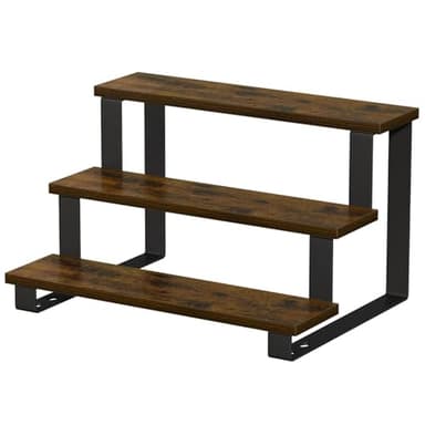 YINMIT Wooden Display Riser Stand,15.75 Inch Tiered Perfume and Cologne Organizer Stand, 3 Tier Spice Rack Organizer, Rustic Display Shelf for Candles (Brown,3 Tier Large) - Image 1