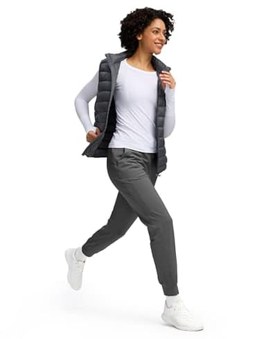 Soothfeel Women's Fleece Lined Joggers Water Resistant High Waisted Sweatpants Winter Warm Thermal Running Hiking Pant Pocket （Charcoal L） - Image 6