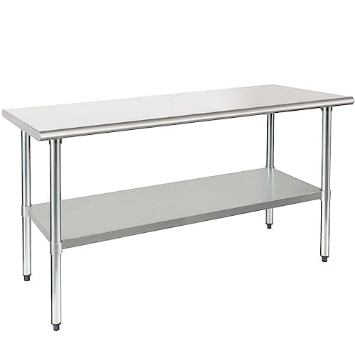 HARDURA Stainless Steel Table 24X60 Inches with Undershelf and Galvanized Legs NSF Heavy Duty Commercial Prep Work Table for Restaurant Kitchen Home and Hotel - Image 1