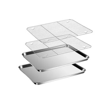 Baking Sheet with Racks Set [2 Sheets + 2 Racks], Stainless Steel Baking Sheets with Cooling Racks, Nonstick Pan, Warp Proof & Rust Proof & Easy to Clean, Size 9.3 X 7 X 1 Inch - Image 1