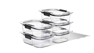 Rubbermaid Brilliance Meal Prep Containers, 2-Compartment Food Storage Containers, 2.85 Cup, 5-Pack, BPA-Free, Clear/Grey - Image 2