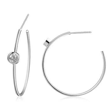 Silvery Large Open Hoop Earrings Stud Earrings Lightweight Earrings for Women Trendy - Image 1