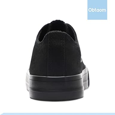 Obtaom Women’s Canvas Shoes Low Top Fashion Sneakers Slip on Walking Shoe(Black/Black US9) - Image 4