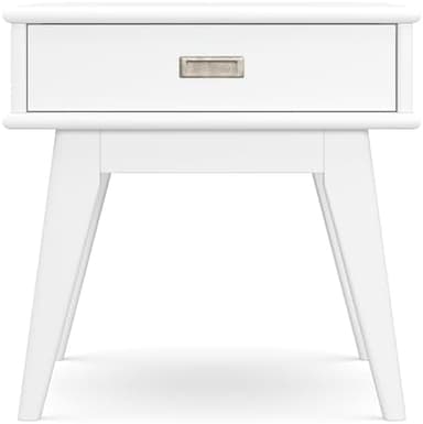 SIMPLIHOME Draper Solid Hardwood 22 inch Wide Rectangle Mid Century Modern End Table in White for The Living Room and Bedroom - Image 6