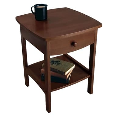 Winsome 22 x 18 x 18-Inch Wood Curved End Table/Night Stand with One Drawer, Brown (94918) - Image 4