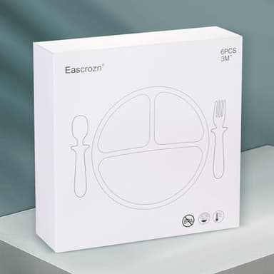 Eascrozn Baby Feeding Set, 2 Pack Silicone Divided Suction Plates for Baby, 2 Pack Spoons and Forks Set, BPA Free, Baby Led Weaning Supplies for Toddler Utensils - Image 7