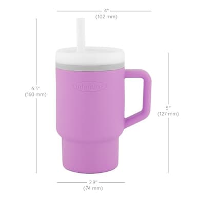 Infantino My 1st Tumbler, Silicone Sippy Cup with Straw & Handle, Spill-Resistant Baby Cup for On-the-Go, BPA-Free Transition Bottle, Lilac - Image 6