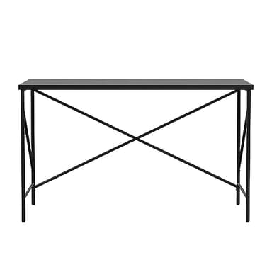 Martha Stewart Maddox Home Office Parsons Desk in Black Wood Grain with Oil Rubbed Bronze Metal X-Frame - Image 11