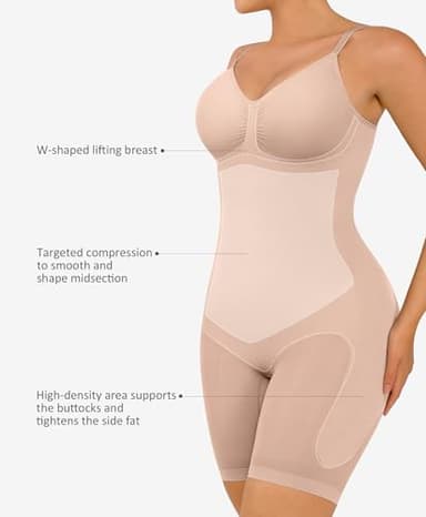 FeelinGirl Shapewear Bodysuit for Women Tummy Control Faja Shaper Seamless Hip Enhancer Thigh Slimmer Body Shaper Nude M/L - Image 3