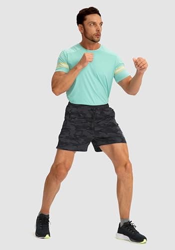 G Gradual Men's Running Shorts with Zipper Pockets Quick Dry Gym Athletic Workout 5" Shorts for Men (Grey camo, XX-Large) - Image 6