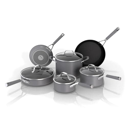 Ninja Pots and Pans Set Non Stick | Comfort Grip 10-Piece Cookware Set with NeverStick | Frying Pan, Sauce Pan With Lid, Stock Pot with Lid, Nonstick, Dishwasher Safe, Oven Safe to 400°F, CW69010 - Image 1