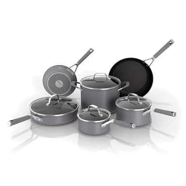 Ninja Pots and Pans Set Non Stick | Comfort Grip 10-Piece Cookware Set with NeverStick | Frying Pan, Sauce Pan With Lid, Stock Pot with Lid, Nonstick, Dishwasher Safe, Oven Safe to 400°F, CW69010 - Image 1