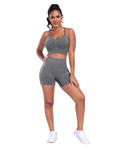 ATHVOTAR Workout Gym Biker Shorts Women: High Waisted Seamless Sports Running Butt Lifting Shorts Sets Black/Gray/Blue L - Image 3