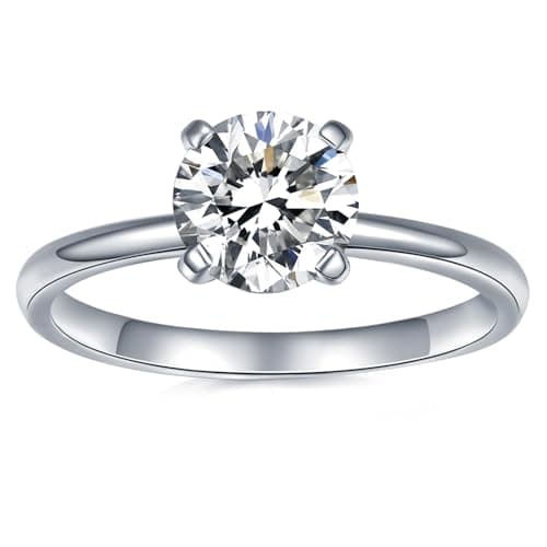 IMOLOVE Moissanite Solitaire Engagement Ring for Women, Women's Engagement Rings Moissanite Promise Rings 1CT D Color VVS1 Clarity Wedding band 925 Sterling Silver with 18K Gold Plated-5.5 - Image 1