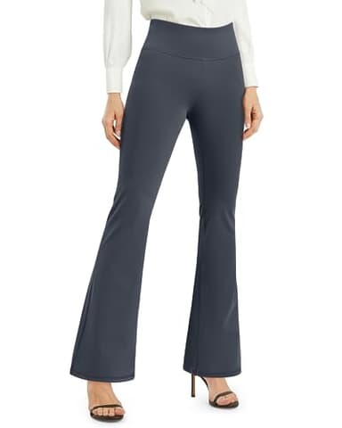 Promover Bootcut Yoga Pants for Women Flare Leggings High Waist Flared Bootleg Workout Pant for Casual Work Dress Pant(Grey-33,L) Gray - Image 3