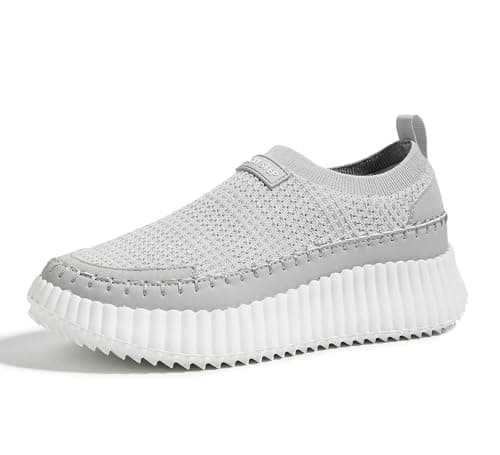 LUCKY STEP Platform Sneakers for Women Slip on Knit Chunky Fashion Casual Retro Braided Tennis Lightweight Walking Shoes(Grey,9) - Image 1