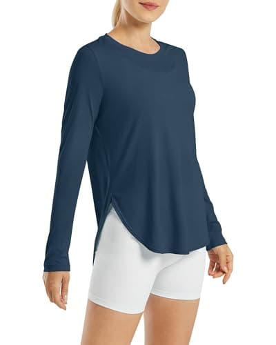 G4Free Women's Long Sleeve UV Shirts UPF 50+ Hiking Running Lightweight Athletic T-Shirt for Workout Gym(Navy,XL) - Image 1