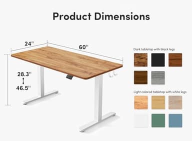 FEZIBO Electric Standing Desk, Height Adjustable Stand up Desk, 60 x 24 Inches Sit Stand Home Office Desk, Computer Desk, Light Rustic Brown - Image 2
