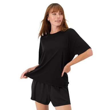 Hanes Women's Originals Supersoft Boxy T-Shirt & Sleep Shorts Set, Comfywear Lounge/Sleepwear - Image 1