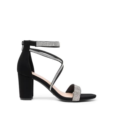 DREAM PAIRS Women's Chunk Low Heel Pump Sandals,Size 8,Black-Suede,SDHS2499W - Image 2