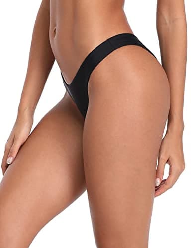 RELLECIGA Women's Black Super Cheeky Brazilian Cut Bikini Bottom Size Medium - Image 5