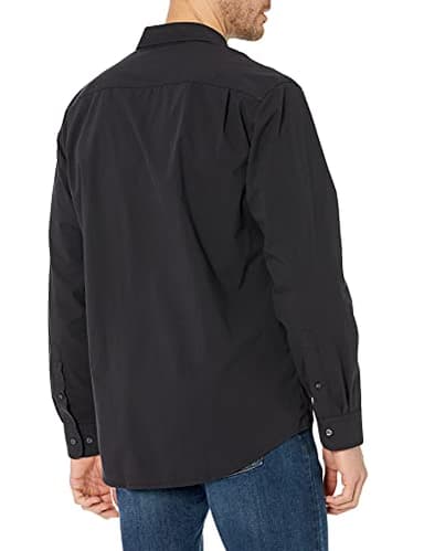 Amazon Essentials Men's Regular-Fit Long-Sleeve Casual Poplin Shirt, Black, Medium - Image 3