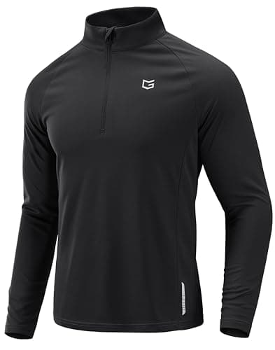G Gradual Men's Running Shirts Long Sleeve Athletic Shirt Lightweight Quick Dry Quarter Zip Pullover for Men Workout Gym Golf(Black,L) - Image 1