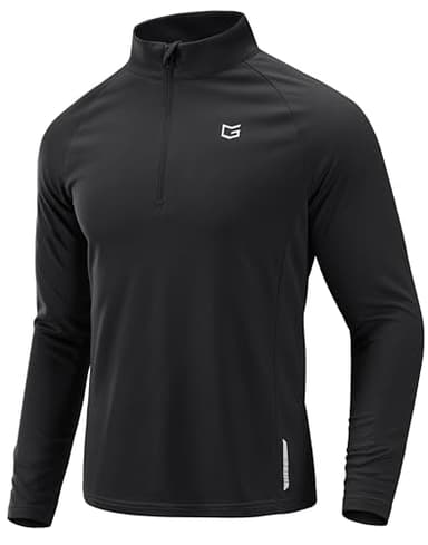 G Gradual Men's Running Shirts Long Sleeve Athletic Shirt Lightweight Quick Dry Quarter Zip Pullover for Men Workout Gym Golf(Black,L) - Image 1