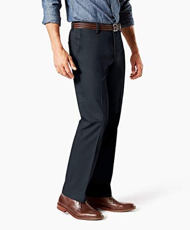 Dockers Men's Straight Fit Signature Lux Cotton Stretch Khaki Pant-Creased, Charcoal Heather, 36W x 29L - Image 3