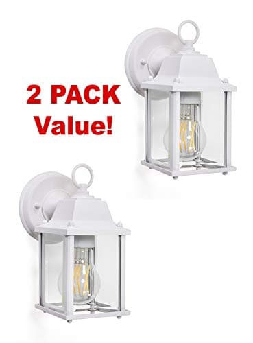 CORAMDEO Outdoor Wall Porch Light, Wall Sconce for Porch, Patio, Deck and More, E26 Medium Base Socket, Suitable for Wet Location, White Powder Coat Cast Aluminum with Beveled Glass 2 Pack - Image 2
