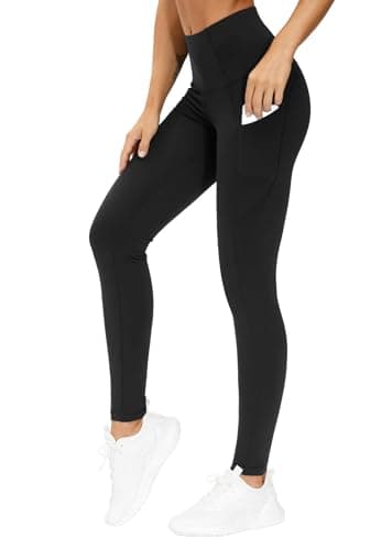 THE GYM PEOPLE Thick High Waist Yoga Pants with Pockets, Tummy Control Workout Running Yoga Leggings for Women (XX-Large, Black) - Image 1