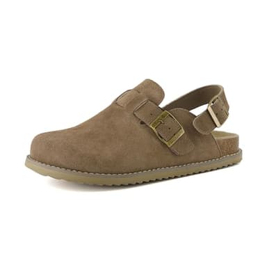 CUSHIONAIRE Brooklyn Suede Womens Slides– Comfortable Clog Mules with Adjustable Buckles – Summer Shoes for Women,Taupe 7.5 - Image 6