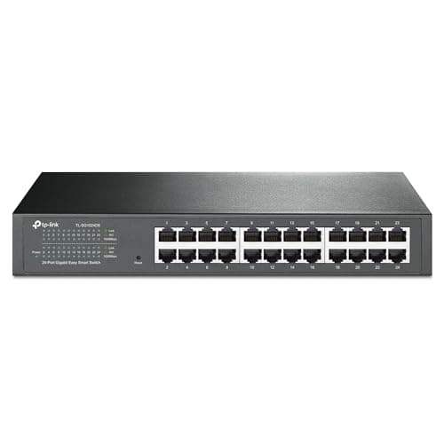 TP-Link 24 Port Gigabit Switch Easy Smart Managed Plug & Play Desktop/Rackmount Sturdy Metal w/ Shielded Ports Support QoS, Vlan, IGMP & LAG (TL-SG1024DE),Black - Image 1