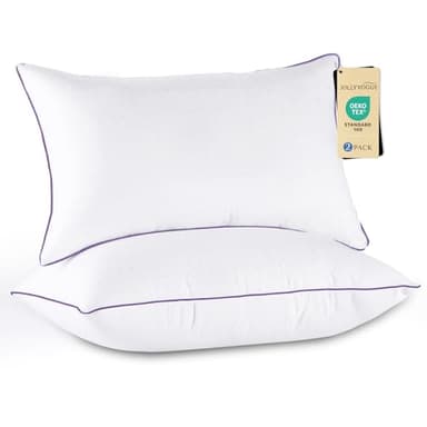 JOLLYVOGUE Pillows Queen Size Set of 2, Medium Supportive Bed Pillows with Super Soft Down Alternative Fill, Luxury Fluffy Hotel Quality for Side, Back, and Stomach Sleepers - Image 1