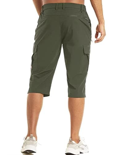 MAGCOMSEN Hiking Shorts for Men with Pockets Cargo Short Summer Long Shorts Athletic Workout Shorts 3/4 Capri Pants Tactical Shorts Green - Image 2