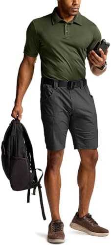 CQR Men's Polo Shirts, Tactical Short Sleeve Golf Performance Shirts, Lightweight Dry Fit UPF 50+ Pique, Frost Basic Army Green, Medium Tall - Image 3