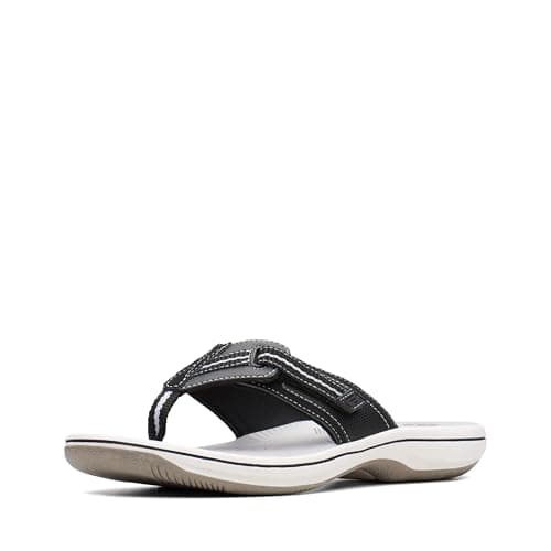 Clarks Women's Brinkley Jazz Flip Flop, Black Synthetic, 8 - Image 1