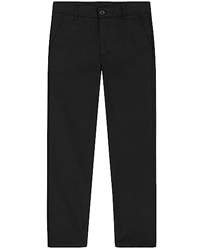 Nautica Boys' School Uniform Flat Front Twill Pant, Black, 10 - Image 1