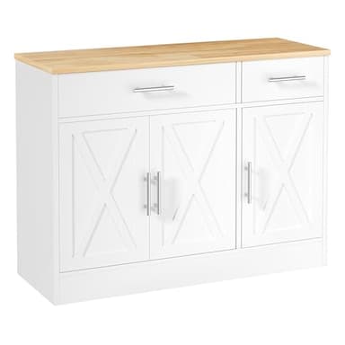 Shintenchi 3 Doors Farmhouse Sideboard Buffet Cabinet,41" Barn Doors Buffet with Storage,Wood Coffee Bar Cabinet with Adjustable Shelf for Kitchen,Living Room,White - Image 6