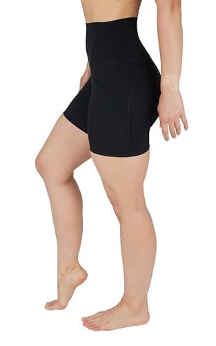 Yogalicious Womens High Waisted Biker Shorts Workout Running Spandex Yoga Shorts 3.5", 5", 7", 9"- Classic Black 7" - Large - Image 3