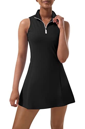 Tennis Dress for Women, Tennis Golf Dresses with Built in Shorts and Pockets for Sleeveless Workout Athletic Dresses Black - Image 1