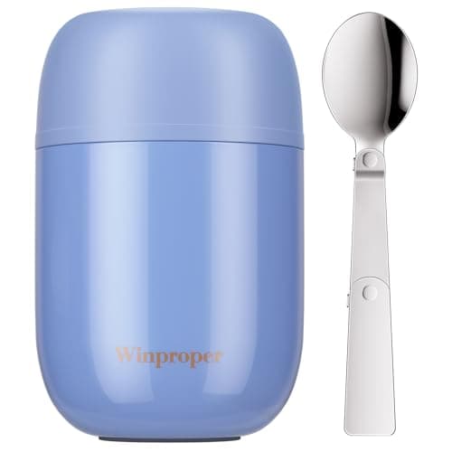 Winproper 16OZ Food Container for Hot Food, Airtight Insulated Food Jar for Adult & Kids, Stainless Steel Vacuum Lunch Container, Kids Lunch Cup with Spoon, School, Office, Picnic, Outdoor, Purple - Image 1