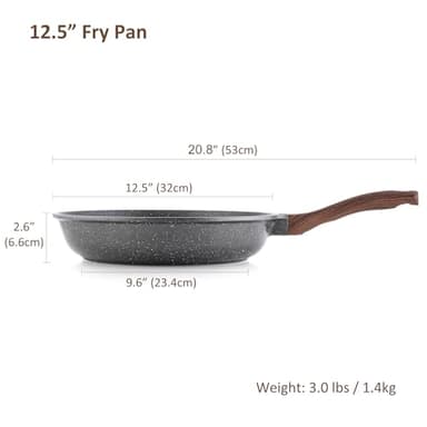 SENSARTE 12.5 Inch Nonstick Frying Pan Skillet, Swiss Granite Coating Omelette Pan, Healthy Stone Cookware, PFOA Free - Image 8